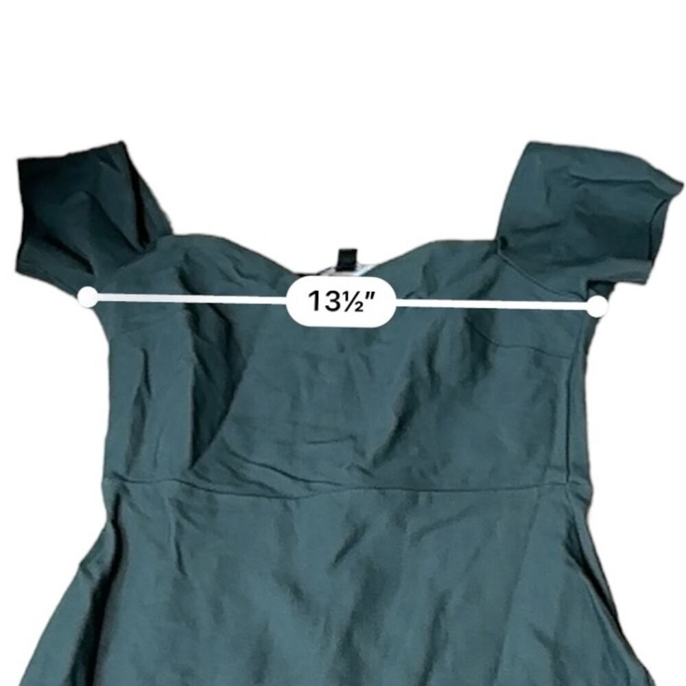 Lulus How Much I Care Dark Green‎ Off-the-Shoulder Ruffle Hem Midi Dress Sz S - Picture 10 of 12